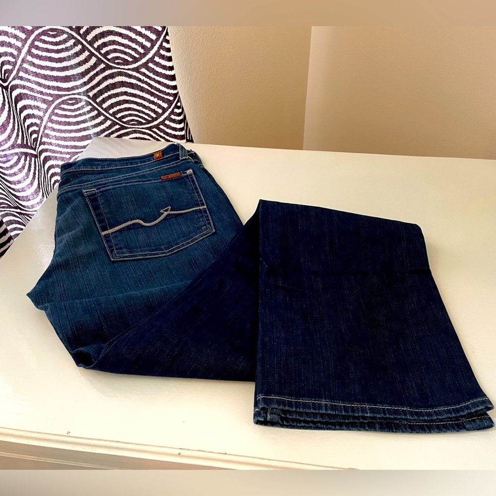 7 For All Mankind Dark Blue Boot Cut Jeans